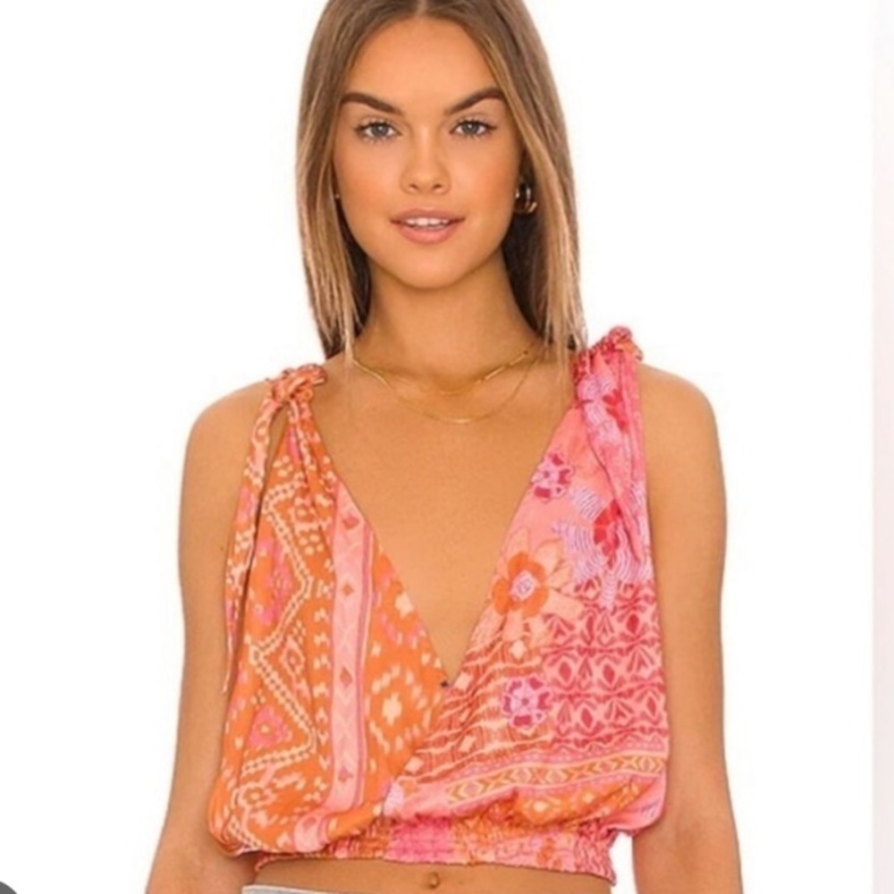 NWT Free People Tied To You Top Lemonade Combo Tie Shoulder Boho Tank M - Picture 2 of 8